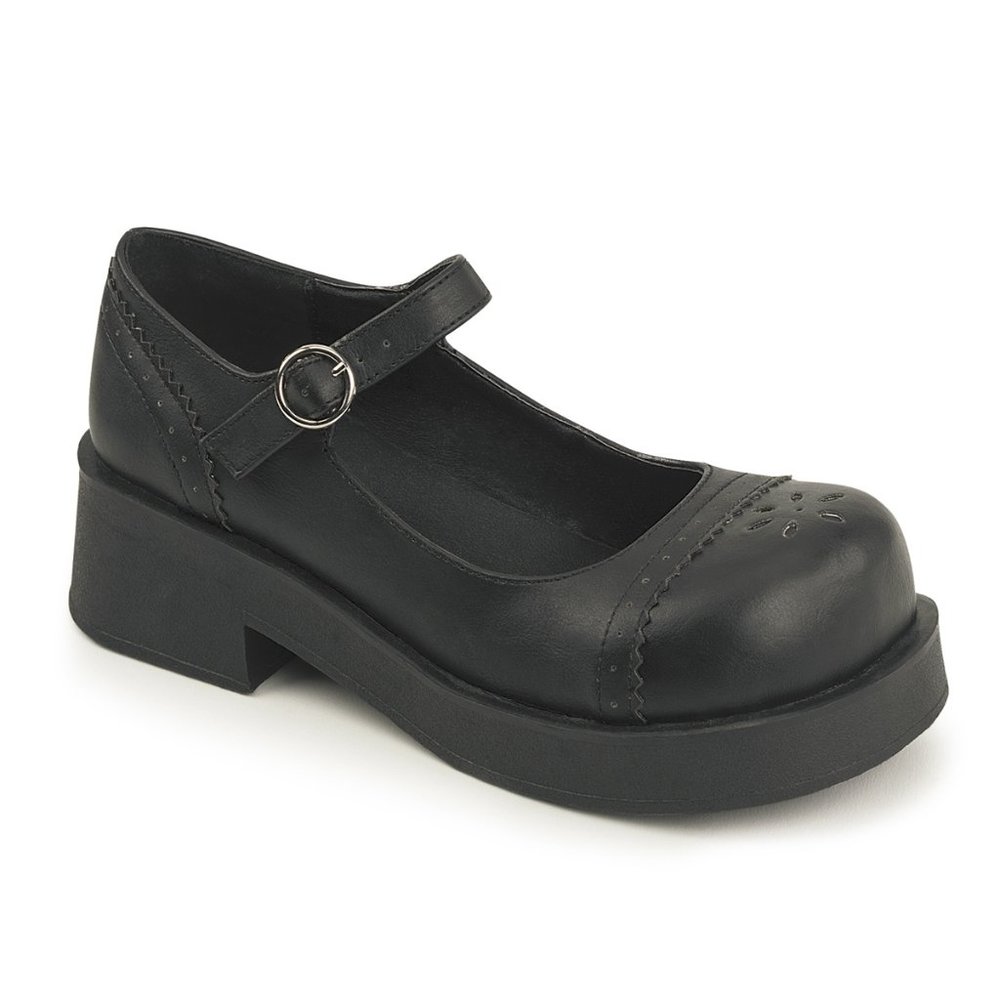 Demonia Crux-07 Black Vegan Leather Mary Janes